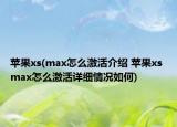 苹果xs(max怎么激活介绍 苹果xs max怎么激活详细情况如何)
