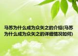 马苏为什么成为众矢之的介绍(马苏为什么成为众矢之的详细情况如何)