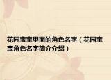 花园宝宝里面的角色名字（花园宝宝角色名字简介介绍）