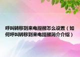 呼叫转移到来电提醒怎么设置（如何呼叫转移到来电提醒简介介绍）