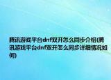 腾讯游戏平台dnf双开怎么同步介绍(腾讯游戏平台dnf双开怎么同步详细情况如何)