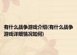 有什么战争游戏介绍(有什么战争游戏详细情况如何)