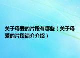 关于母爱的片段有哪些（关于母爱的片段简介介绍）