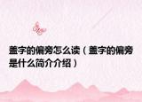 盖字的偏旁怎么读（盖字的偏旁是什么简介介绍）