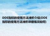 DDE指标的使用方法浅析介绍(DDE指标的使用方法浅析详细情况如何)