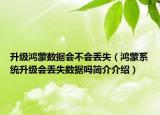 升级鸿蒙数据会不会丢失（鸿蒙系统升级会丢失数据吗简介介绍）