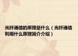光纤通信的原理是什么（光纤通信利用什么原理简介介绍）
