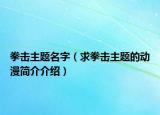 拳击主题名字（求拳击主题的动漫简介介绍）