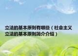立法的基本原则有哪些（社会主义立法的基本原则简介介绍）