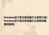 femdom这个英文单词是什么意思介绍(femdom这个英文单词是什么意思详细情况如何)