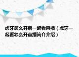 虎牙怎么开启一起看直播（虎牙一起看怎么开直播简介介绍）