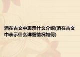 酒在古文中表示什么介绍(酒在古文中表示什么详细情况如何)