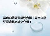 云南白药牙膏哪种含氟（云南白药牙膏含氟么简介介绍）
