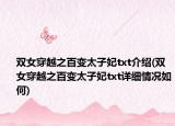 双女穿越之百变太子妃txt介绍(双女穿越之百变太子妃txt详细情况如何)
