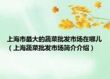 上海市最大的蔬菜批发市场在哪儿（上海蔬菜批发市场简介介绍）