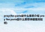 pray(for.paris是什么意思介绍 pray for.paris是什么意思详细情况如何)
