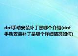 dnf手动安装补丁是哪个介绍(dnf手动安装补丁是哪个详细情况如何)