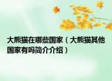 大熊猫在哪些国家（大熊猫其他国家有吗简介介绍）