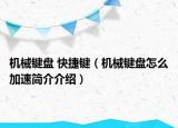 机械键盘 快捷键（机械键盘怎么加速简介介绍）