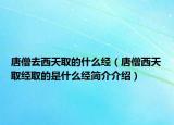 唐僧去西天取的什么经（唐僧西天取经取的是什么经简介介绍）