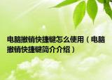 电脑撤销快捷键怎么使用（电脑撤销快捷键简介介绍）
