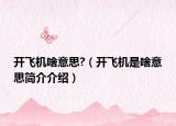 开飞机啥意思?（开飞机是啥意思简介介绍）
