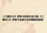 《三国志12》武将卡合成方法介绍(《三国志12》武将卡合成方法详细情况如何)