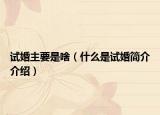 试婚主要是啥（什么是试婚简介介绍）