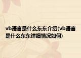 vb语言是什么东东介绍(vb语言是什么东东详细情况如何)