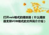 打开vob格式的播放器（什么播放器支持VOB格式的文件简介介绍）