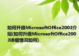 如何升级MicrosoftOffice2003介绍(如何升级MicrosoftOffice2003详细情况如何)