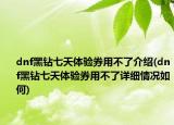 dnf黑钻七天体验券用不了介绍(dnf黑钻七天体验券用不了详细情况如何)
