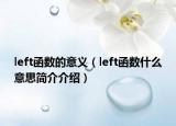 left函数的意义（left函数什么意思简介介绍）