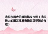 沈阳市最大的服装批发市场（沈阳最大的服装批发市场是那里简介介绍）