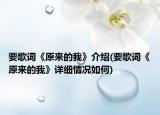 要歌词《原来的我》介绍(要歌词《原来的我》详细情况如何)