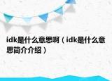 idk是什么意思啊（idk是什么意思简介介绍）