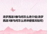 造梦西游3御马间怎么进介绍(造梦西游3御马间怎么进详细情况如何)