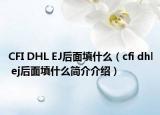 CFI DHL EJ后面填什么（cfi dhl ej后面填什么简介介绍）