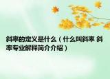 斜率的定义是什么（什么叫斜率 斜率专业解释简介介绍）