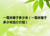 一毫米等于多少米（一毫米等于多少米简介介绍）