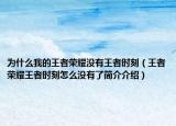 为什么我的王者荣耀没有王者时刻（王者荣耀王者时刻怎么没有了简介介绍）