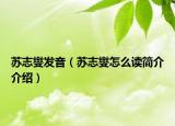 苏志燮发音（苏志燮怎么读简介介绍）