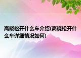 高晓松开什么车介绍(高晓松开什么车详细情况如何)