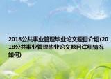 2018公共事业管理毕业论文题目介绍(2018公共事业管理毕业论文题目详细情况如何)