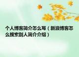个人博客简介怎么写（新浪博客怎么搜索别人简介介绍）