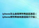 iphone怎么查询序列号是否激活（iphone序列号查询激活简介介绍）