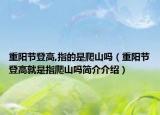 重阳节登高,指的是爬山吗（重阳节登高就是指爬山吗简介介绍）