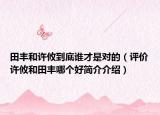 田丰和许攸到底谁才是对的（评价许攸和田丰哪个好简介介绍）