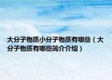 大分子物质小分子物质有哪些（大分子物质有哪些简介介绍）