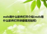 mdb用什么软件打开介绍(mdb用什么软件打开详细情况如何)